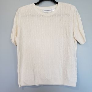 Alfred Dunner White Knit Sweater Padded Shoulders